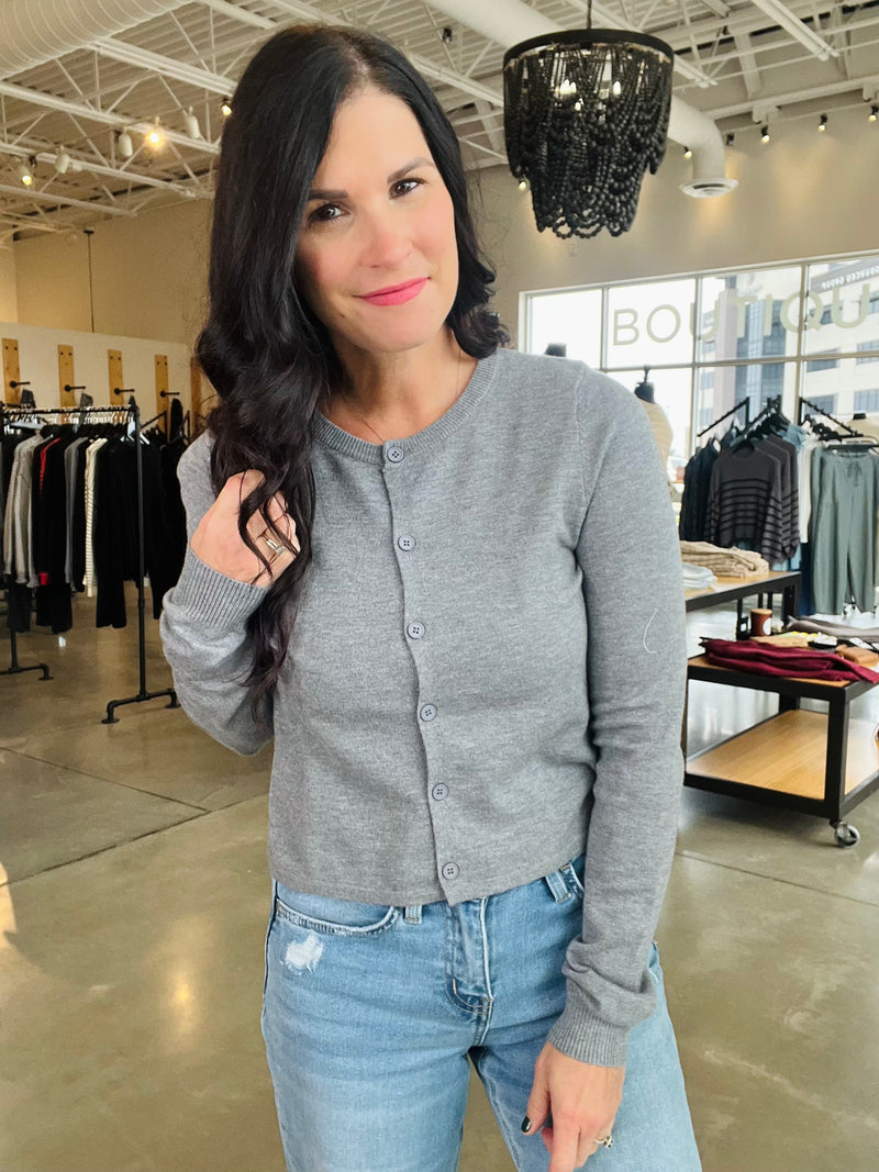Button Up Cardi - Gray