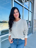 Stripe Button Down Cardigan - Cream