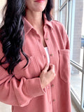 Ribbed Button Up Shacket