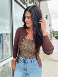 Leopard Square Neck Body Suit