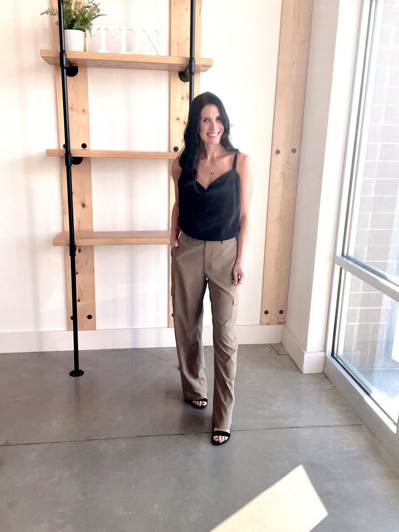 Tencel Cargo Pants in Olive