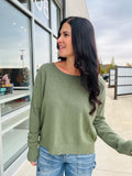 Front Seam Round Neck Pullover - Heather Moss