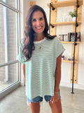 Striped Knit Top in Ivory + Green