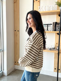 Contrast Ribbed Knit Top in Taupe