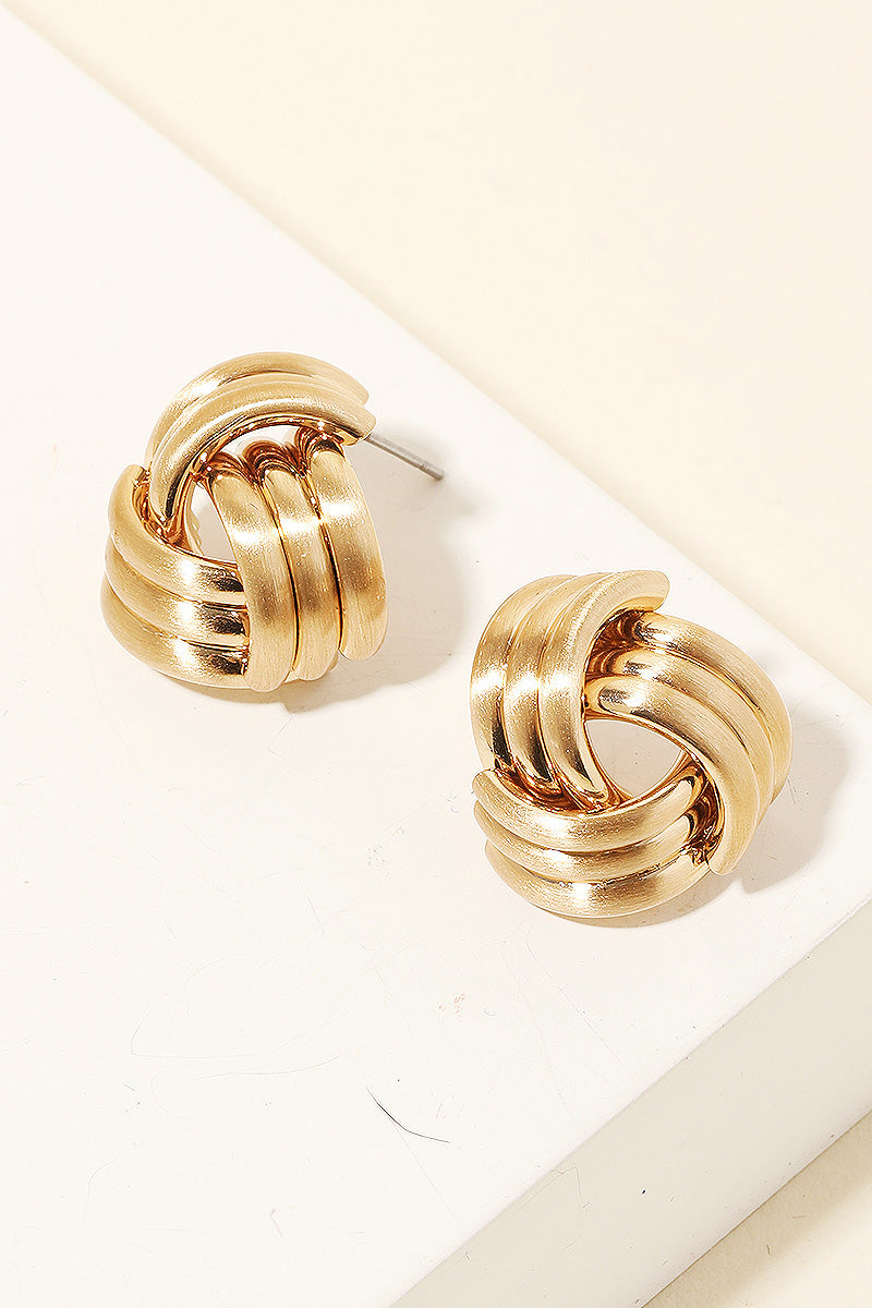 Brushed Metallic Triangle Layered Drop Earrings