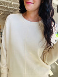 Crewneck Front Seam Sweater - Ivory
