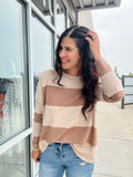 Soft Stripe Relaxed Sweater - Camel