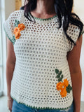 Rose Crochet Short Sleeve Sweater