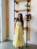 Mix Media Tank Midi Dress in Light Yellow