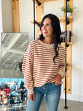 Striped Knit Top in Brick + Beige