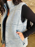 Denim-ish Vintage Wash Puffer Vest
