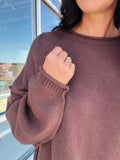 Raw Edge Oversized Sweater - Brown