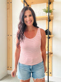 Double Lined Striped Tank - Red