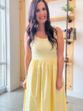 Mix Media Tank Midi Dress in Light Yellow
