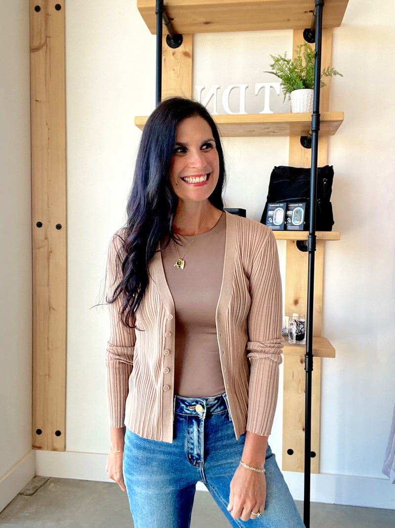 Sheer Knit Cardigan in Khaki