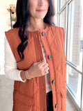 Quilted Button Down Long Vest