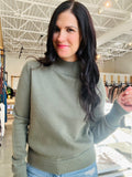 Mock Neck Classic Cut Sweater - Olive