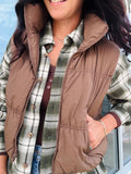 Cropped Puffer Vest - Mocha