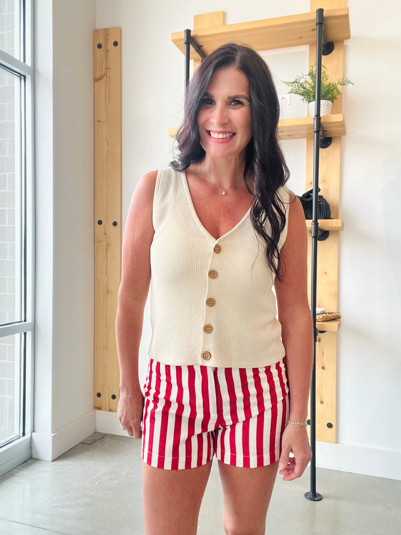 Mod Stripe Shorts - Red