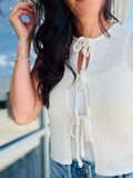 Tie Detail Knit Sweater Vest - Cream