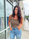 Leopard Square Neck Body Suit