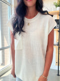 Boxy Pocket Sweater Top in Ivory