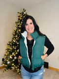 Reversible Puffer Vest in Hunter Green