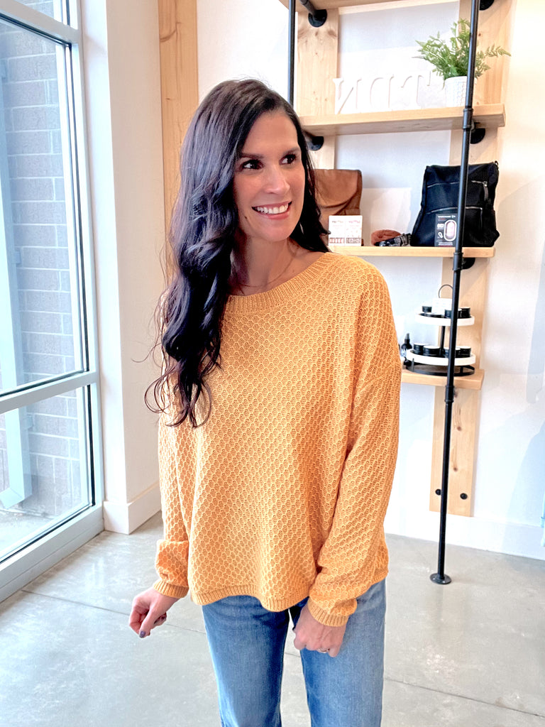 Scalloped Sweater in Gold