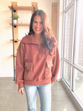 Cozy Half Zip Sweatshirt in Dusty Brick