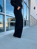 Techno Cupro Front Tie Wide Leg Pants - Black