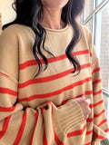 Balloon Sleeve Striped Sweater
