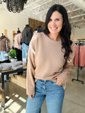 Contrast Stitch Crew Neck Sweater - Mocha