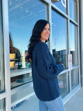 Cable Knit Sweater - Navy
