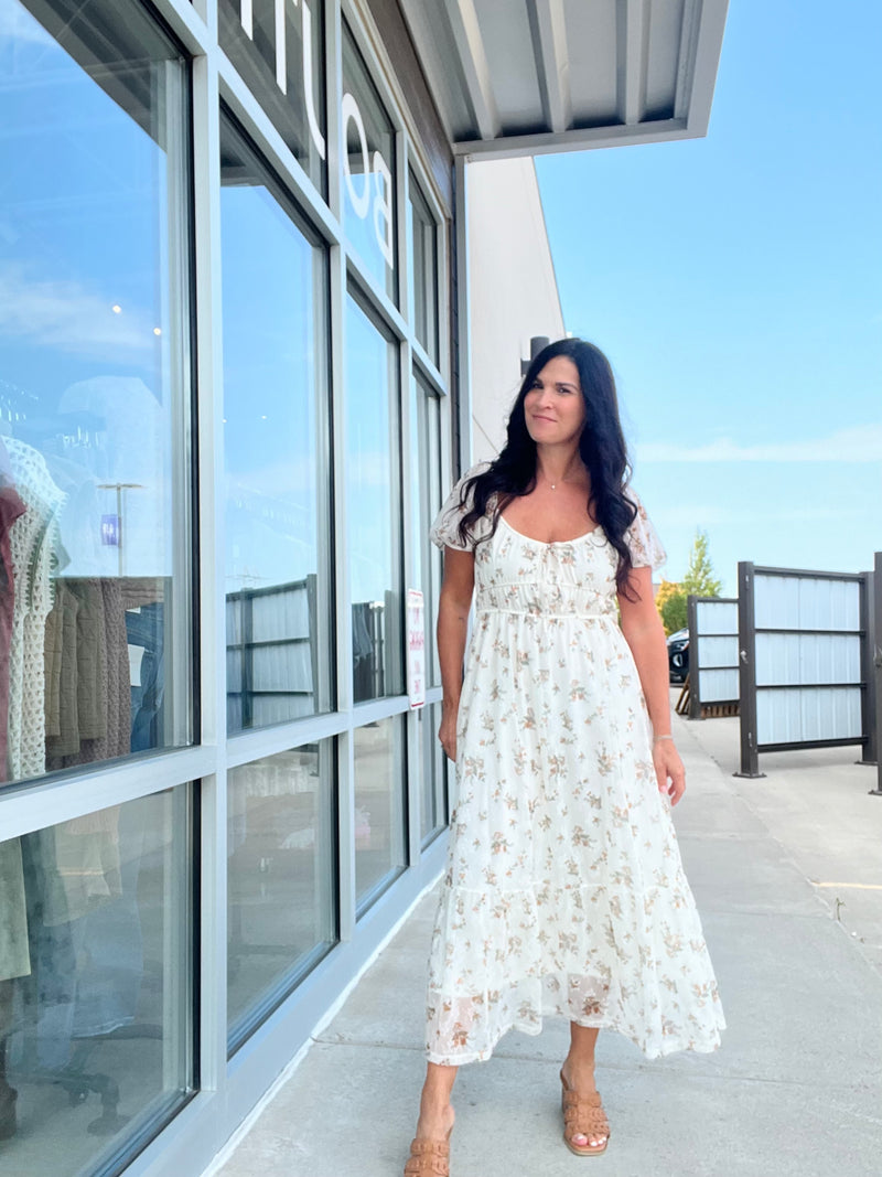 Floral Front Tie Midi Dress