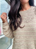 Textured Stripe Breezy Sweater - Taupe