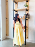 Mix Media Tank Midi Dress in Light Yellow