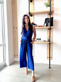 Sleeveless Surplice Cropped Jumpsuit in Royal