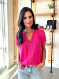 Front Floral Lace Top in Fuchsia