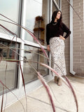Taupe Abstract Midi Skirt