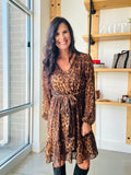 Animal Print Front Tie Dress