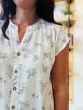 Stripe Floral Button Down Top