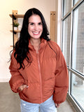 Cropped Puffer Jacket in Rust