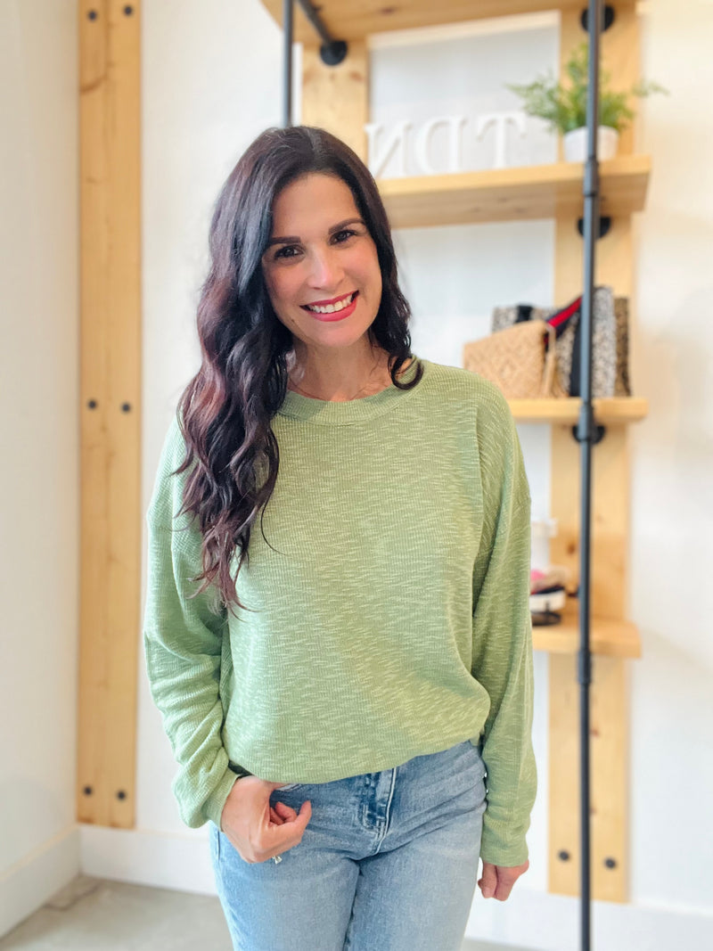 Lightweight Cotton Slub Sweater - Apple Mint