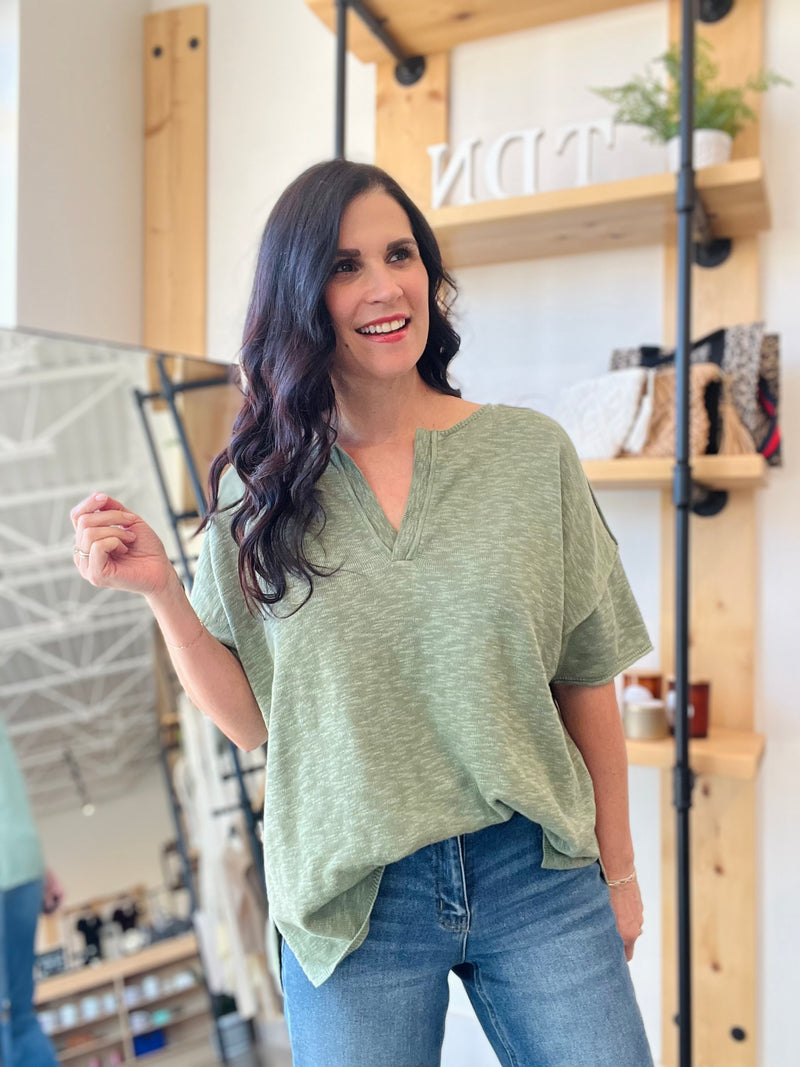 Cotton Slub Sweater Tee in Light Spruce