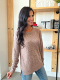 Slub Yarn Sweater in Mocha