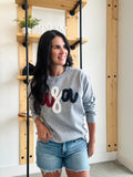 USA Yarn Embroidered Crew Sweatshirt