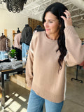 Contrast Stitch Crew Neck Sweater - Mocha