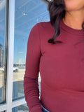 Long Sleeve Body Suit - Oxblood