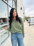 Front Seam Round Neck Pullover - Heather Moss