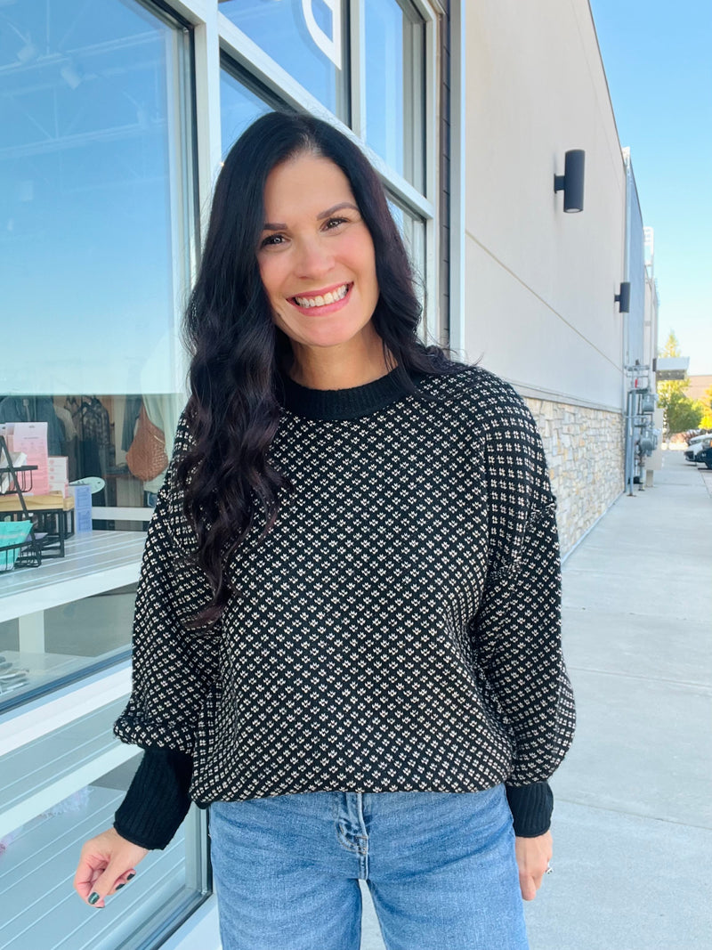 Mini Jacquard Crew Neck Sweater